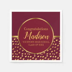 Burgundy and Gold Graduation Party Napkin