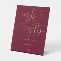 Burgundy And Gold Heart Script Cards And Gifts