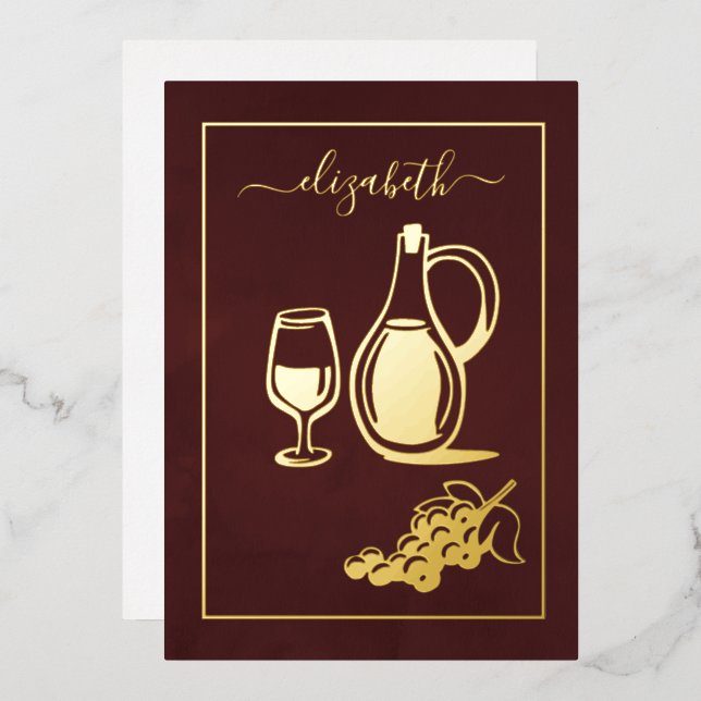 Burgundy and Gold Italian Wine Bridal Shower (Front/Back)