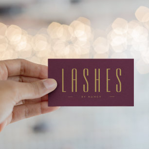 Burgundy And Gold Lashes Minimalist Simple  Business Card