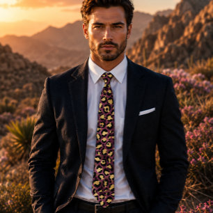 Burgundy and Gold Leopard Print Tie