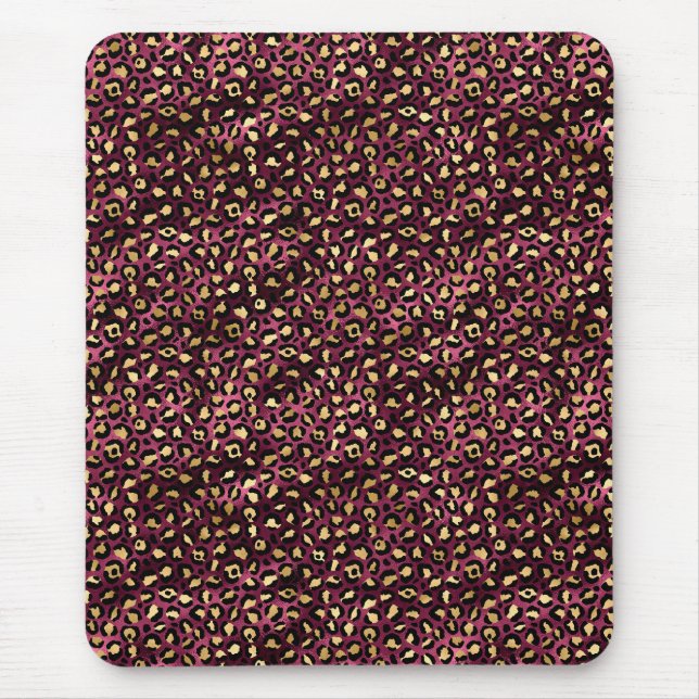 Burgundy and Gold Leopard Series Design 1 Mouse Pad (Front)