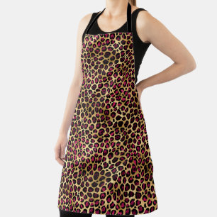 Burgundy and Gold Leopard Series Design 2 Apron