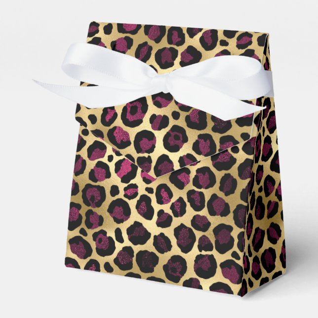 Burgundy and Gold Leopard Series Design 2  Favour Box (Front Side)