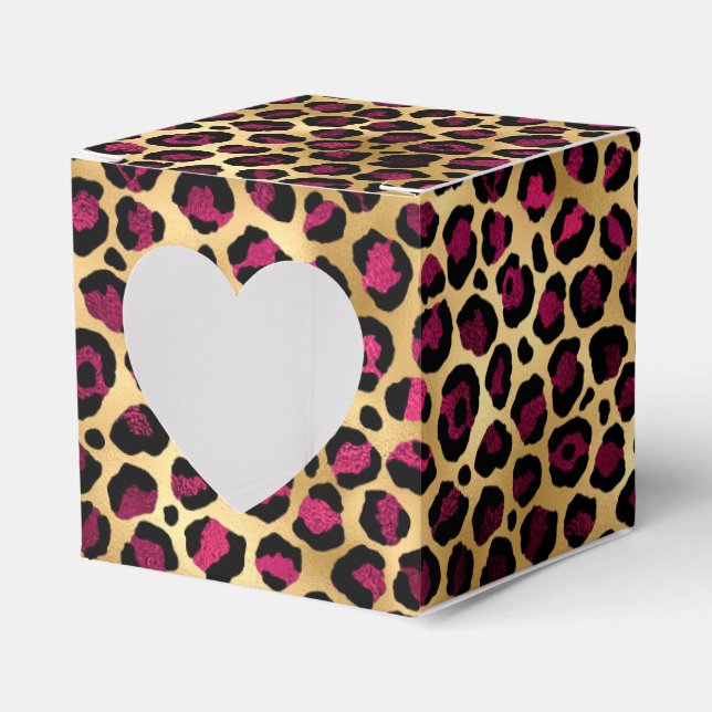 Burgundy and Gold Leopard Series Design 2  Favour Box (Front Side)