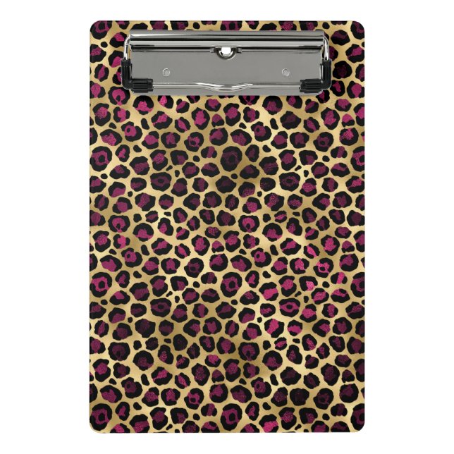 Burgundy and Gold Leopard Series Design 2 Mini Clipboard (Front)