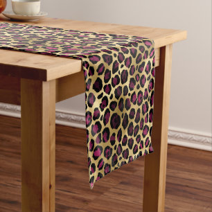 Burgundy and Gold Leopard Series Design 2 Short Table Runner