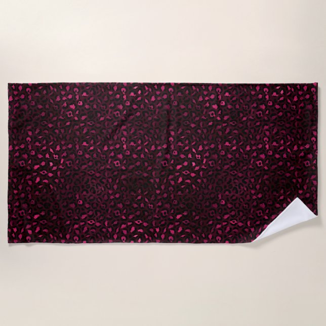 Burgundy and Gold Leopard Series Design 3 Beach Towel (Front)