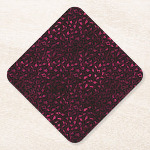 Burgundy and Gold Leopard Series Design 3 Paper Coaster