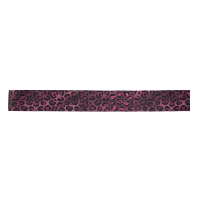 Burgundy and Gold Leopard Series Design 9 Satin Ribbon (Front)