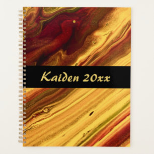 Burgundy and Gold Marble Planner