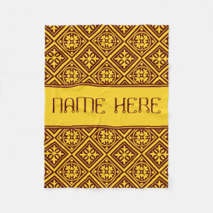 Burgundy And Gold Modern Custom Name Blanket