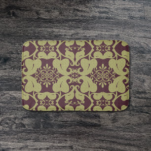 Burgundy And Gold Modern Elegant Bath Mat