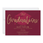 Burgundy And Gold Script Graduation Party
