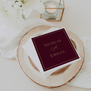 Burgundy and Gold Simple Classic Wedding Napkin