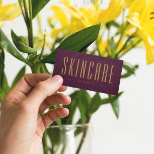 Burgundy And Gold Skincare Simple Minimalist  Business Card