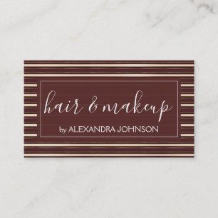 Burgundy and Gold Striped Modern Pattern Business Card
