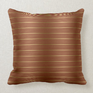 Burgundy And Gold Stripes Pattern Cushion