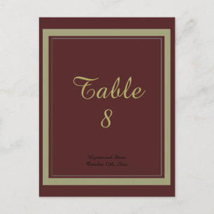 Burgundy and Gold Table Number Card