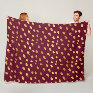 Burgundy and Gold Throw Fleece Blanket