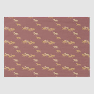 Burgundy and Gold Trotting Horses Pattern Tissue Paper