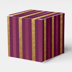 Burgundy and Gold Vintage Glam Faux Foil Stripes Favour Box