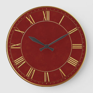 Burgundy and Gold Vintage Roman Numeral Large Clock