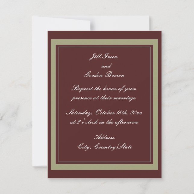 Burgundy and Gold Wedding Invitation (Front)