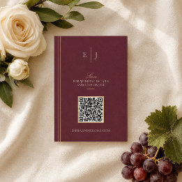 Burgundy and Gold Wedding Website QR Code Details Enclosure Card