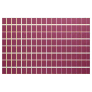 Burgundy and Gold Windowpane Check Fabric