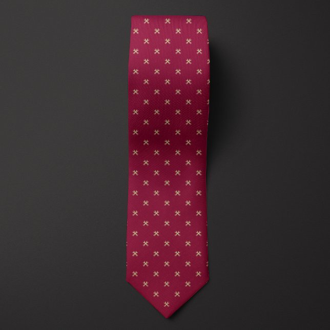 Burgundy and Gold Wrench Pattern Tie (Creator Uploaded)
