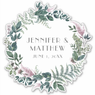 Burgundy and Green Floral Wreath Wedding Sign  