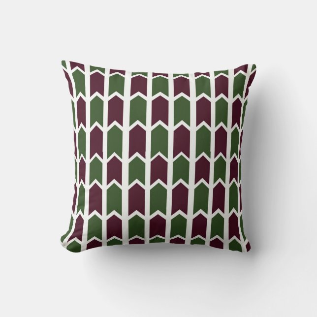 Burgundy and Green Panel Fence Cushion (Front)