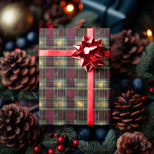Burgundy and Green Plaid – Rustic Holiday Gift Wrapping Paper