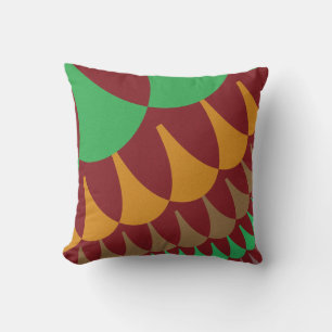 Burgundy and Green Scales Cushion