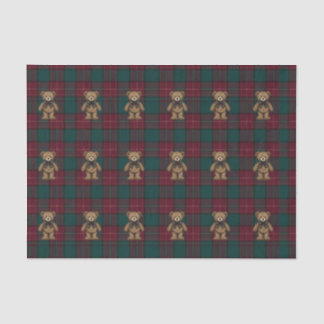 Burgundy and Green Teddy Tartan Tissue Paper