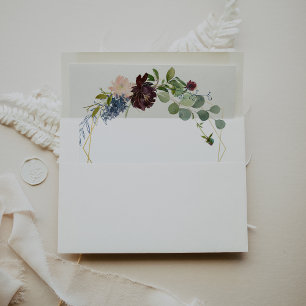 Burgundy and Greenery Wedding Invitation Envelope