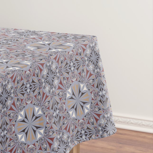 Burgundy and Grey Elegant Pattern Tablecloth (In Situ)