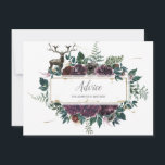Burgundy and Grey Floral With Stag Advice<br><div class="desc">Rustic burgundy and grey watercolor flowers and greenery with majestic stag and fir trees advice cards. Personalise with your own information or leave as is.</div>