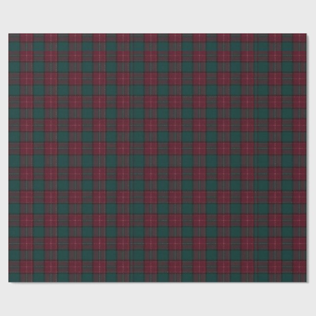 Burgundy and Hunter Green Tartan Wrapping Paper (Flat)