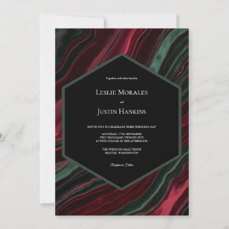 Burgundy and Hunter Green Velvet- Look  Invitation