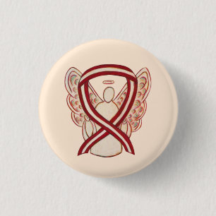 Burgundy and Ivory Awareness Ribbon Angel Pins