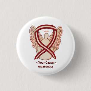 Burgundy and Ivory Awareness Ribbon Angel Pins