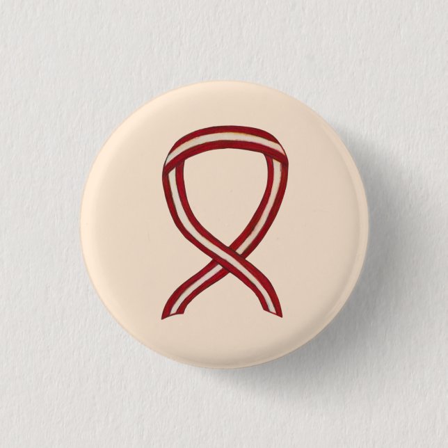 Burgundy and Ivory Awareness Ribbon Pin Buttons (Front)
