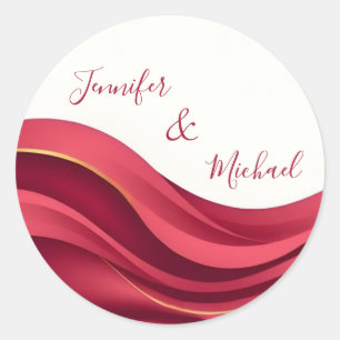 Burgundy and Ivory Personalized Wedding Classic Round Sticker