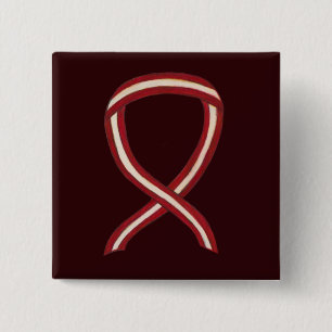 Burgundy and Ivory Ribbon Awareness Custom Pin