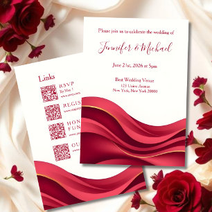 Burgundy and Ivory Wedding All in One Invitation