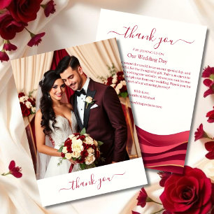 Burgundy and Ivory Wedding Thank You Card