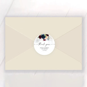 Burgundy and Navy Baby Shower Classic Round Sticker