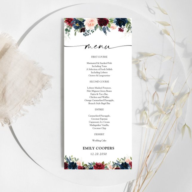 Burgundy and Navy Baby Shower Menu (Creator Uploaded)